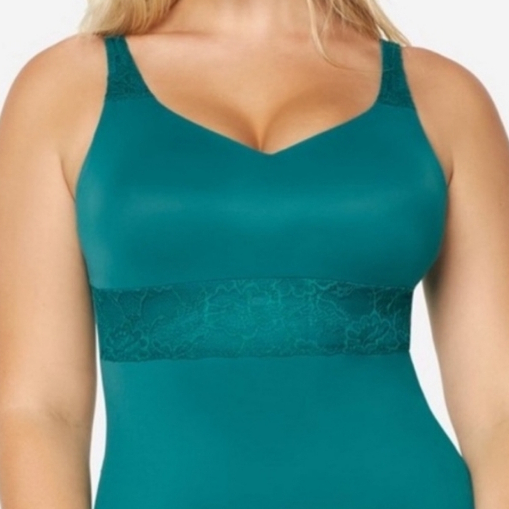 Ruby Ribbon Teal Lace-Trim Shapewear Tank